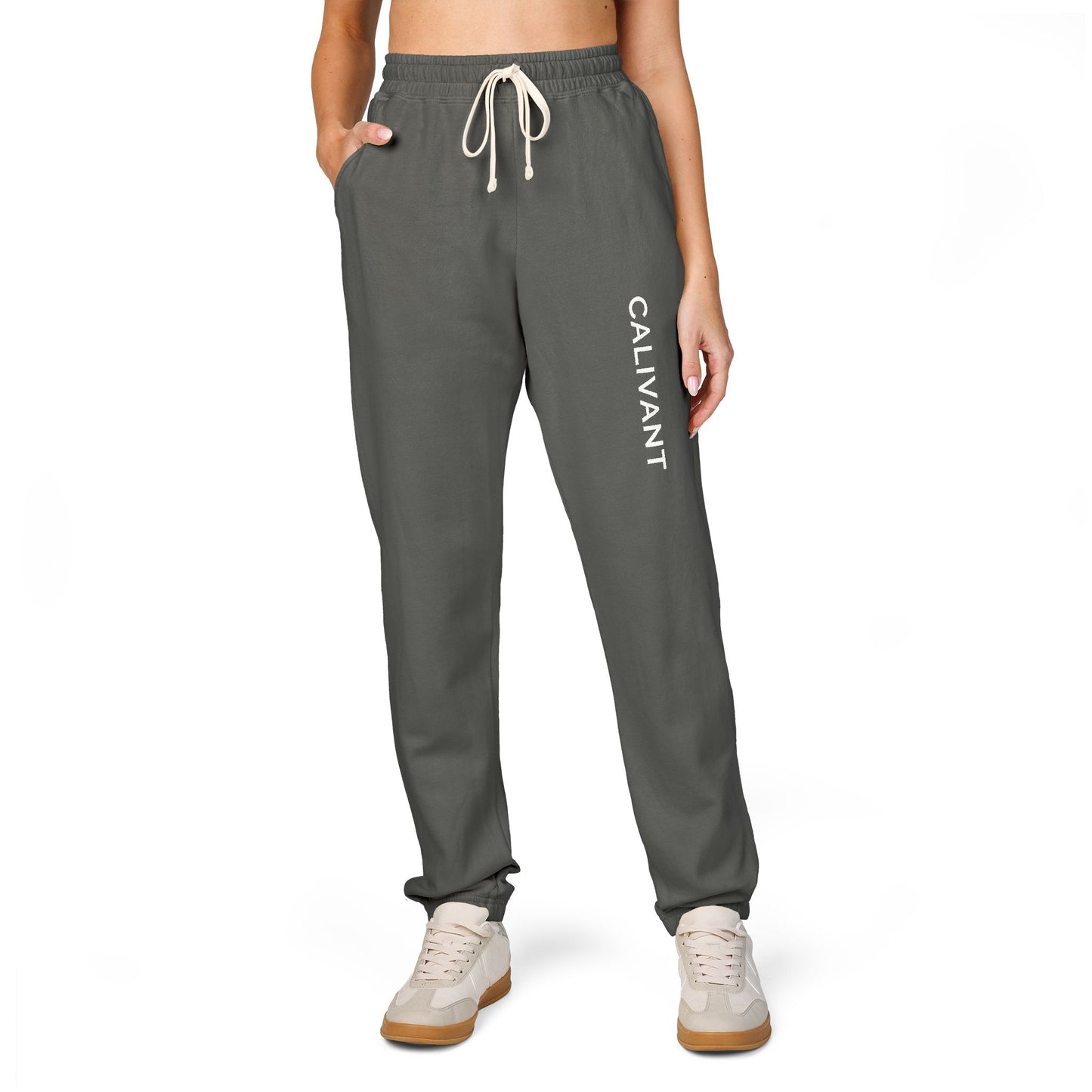 Calivant Vertical Logo Sweatpants — Garment-Dyed Fleece Joggers